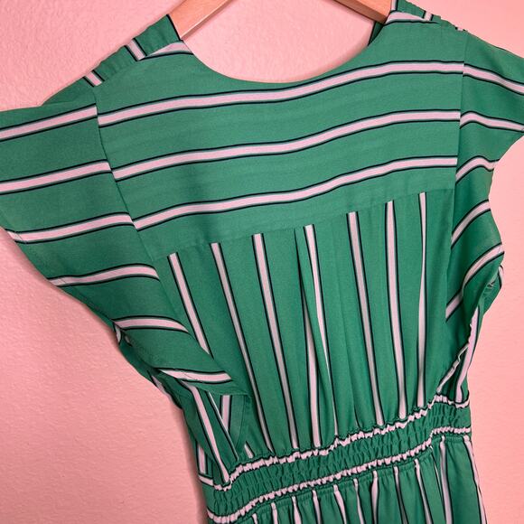 Monteau Green and White Stripe Summer Dress Small - Picture 7 of 12
